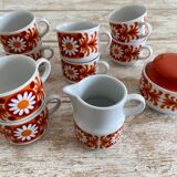 Set of 8 coffee cups, milk pot, sugar bowl Bavaria porcelain 70