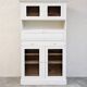 Antique kitchen cupboard / bookshelf, off-white patina