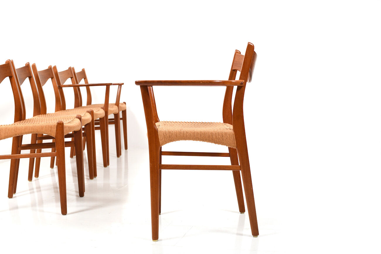 Danish teak dining chairs by Arne Wahl Iversen Glyngøre Stolefabrik