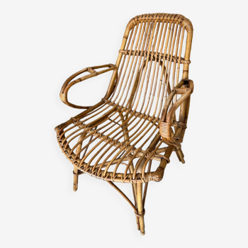 Rattan chair with armrests
