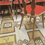 Lot de 12 chaises bistrot skaï rouge 1960 vintage