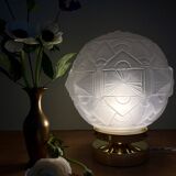 Vintage art deco globe table lamp in frosted glass