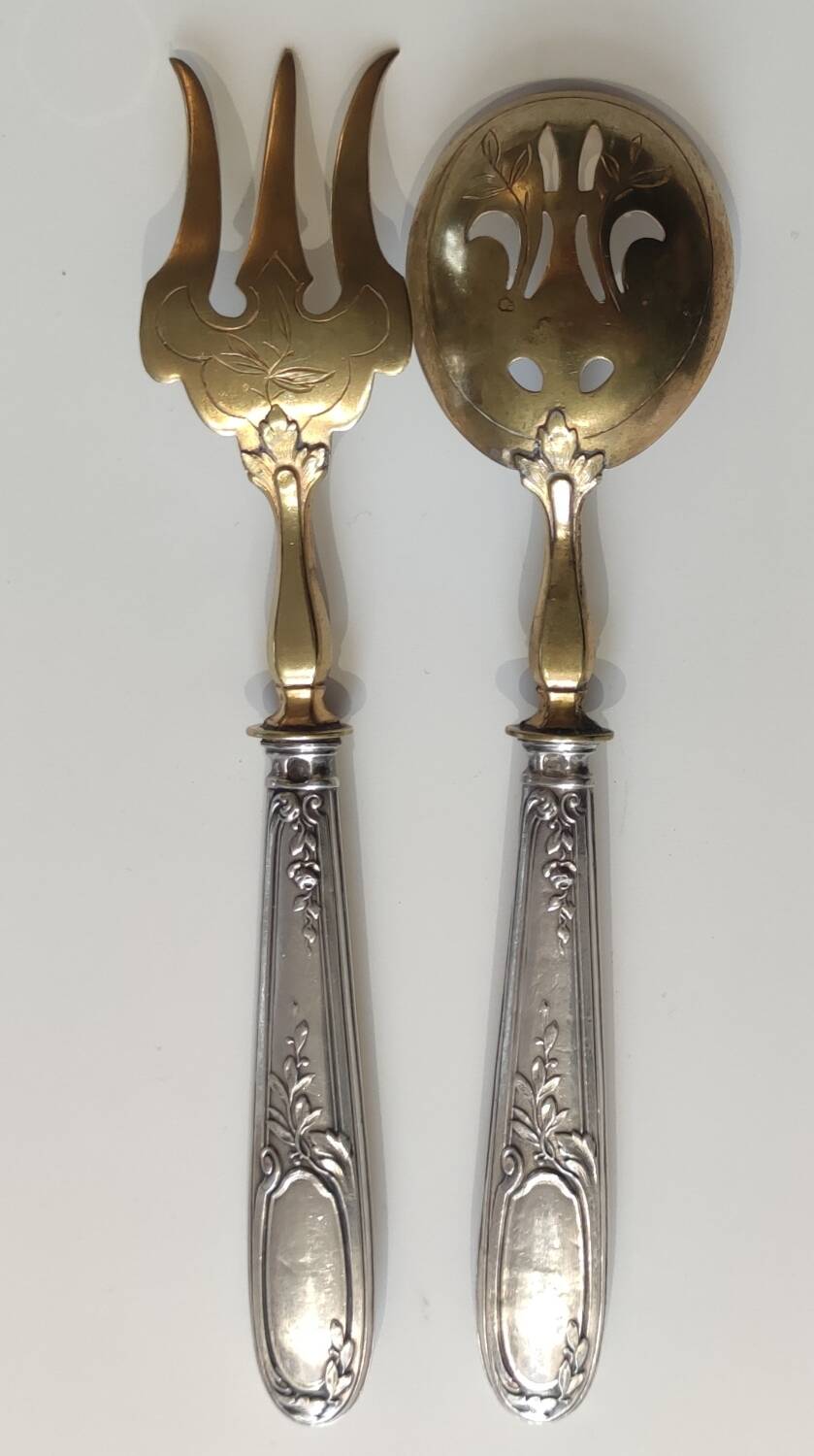 Old sweet dessert service 4 pieces silver embossed minerva hallmark