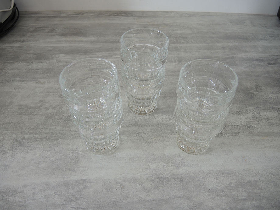 6 faceted glass cups
