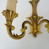 Old pair of wall sconces with double fires in bronze, seventies