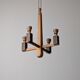 Danish hanging wooden candelabra, Art Deco style, 1970s