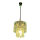 Vintage chandelier in thick, frosted glass, chiseled in the Fontana Arte style.