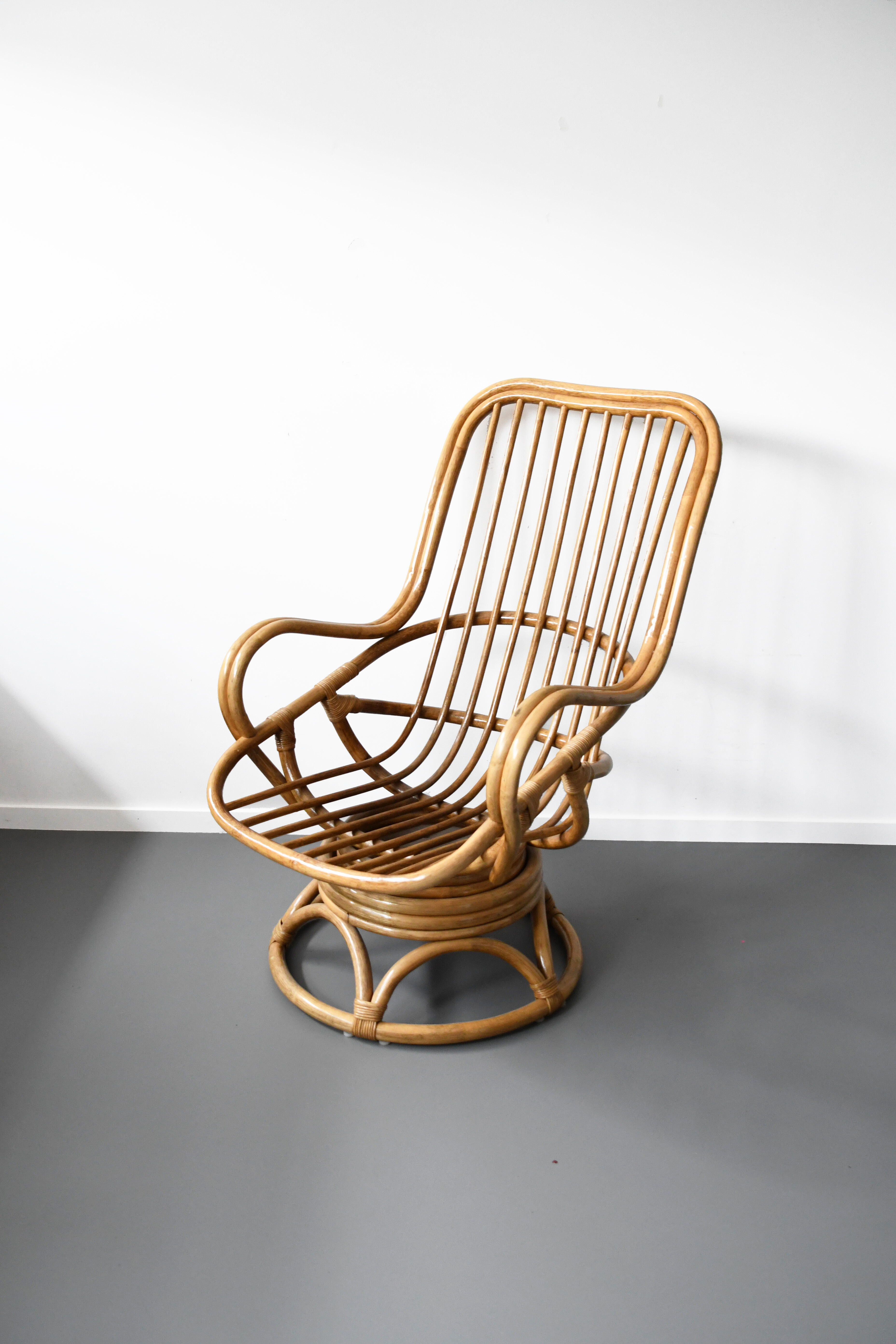 Bamboo rattan armchair