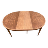 Table à manger ronde extensible rénovée en acajou massif du XIXème