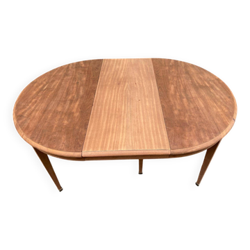 Table à manger ronde extensible rénovée en acajou massif du XIXème