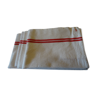 Lot of 4 red striped bis towels