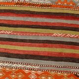 6x11 Peach Color Striped Kilim Rug, Antique Wool Kilim Rug, 165x326