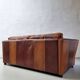 Vintage striped brown orange leather sofa (210 cm x 88 cm)