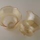 Set of 2 Vintage Glass Bell Shades in Smoked Amber Glass with Scroll Motif 5597