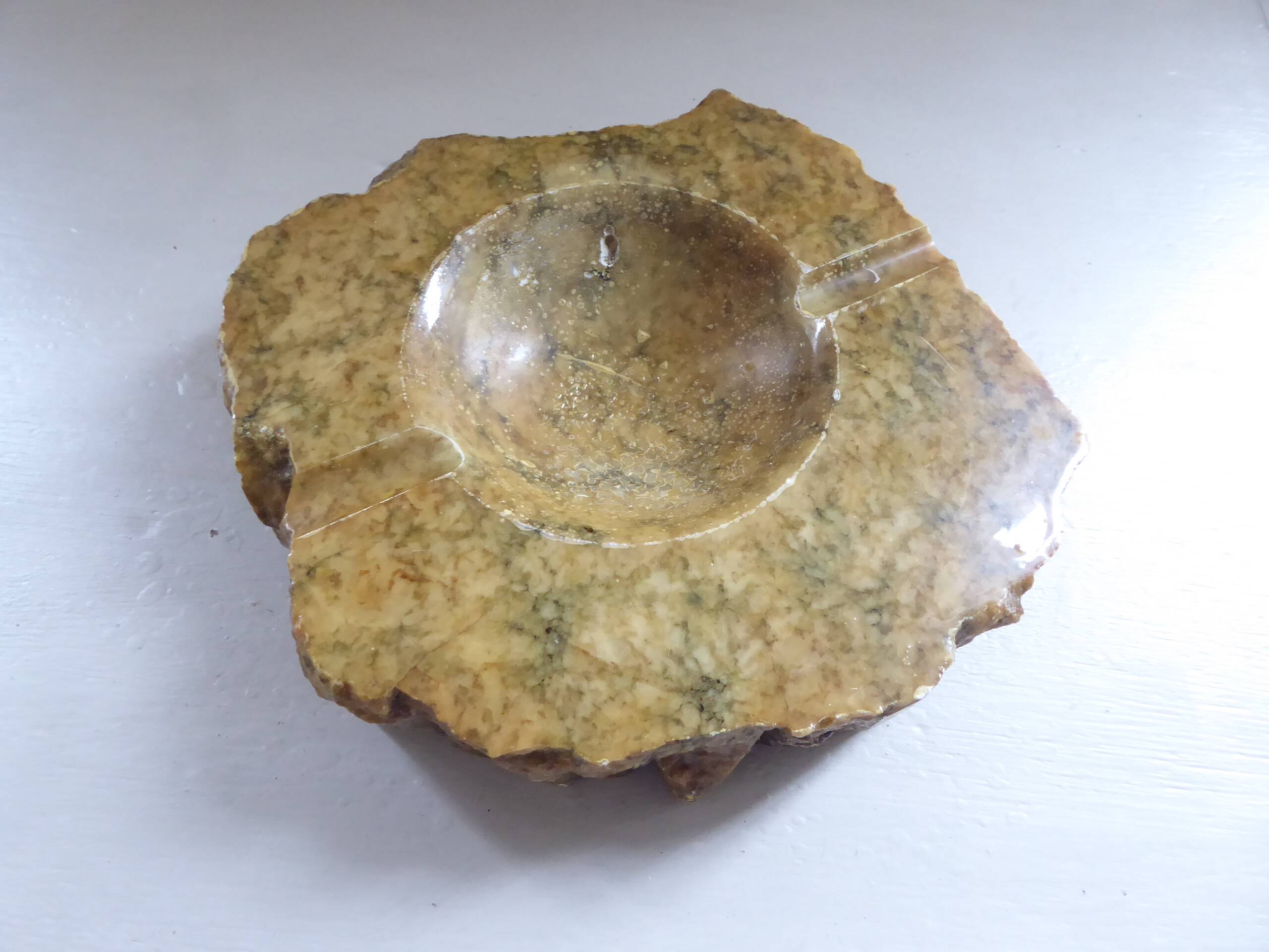 Imposing vintage alabaster ashtray