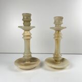 Pair of alabaster candlesticks, 20th century