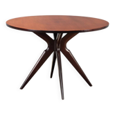 Table vintage en hêtre teinté et placage de noyer, design Italie, années 1950-60