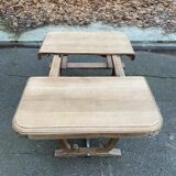Restored Art Deco dining table in solid oak, 1940
