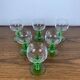 Set of 6 vintage wine glasses with emerald green stem