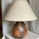 Vintage 1970s brutalist ceramic lamp signed "AC" in the Vallauris style
