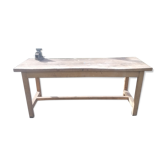 Old workbench workshop with wooden vices