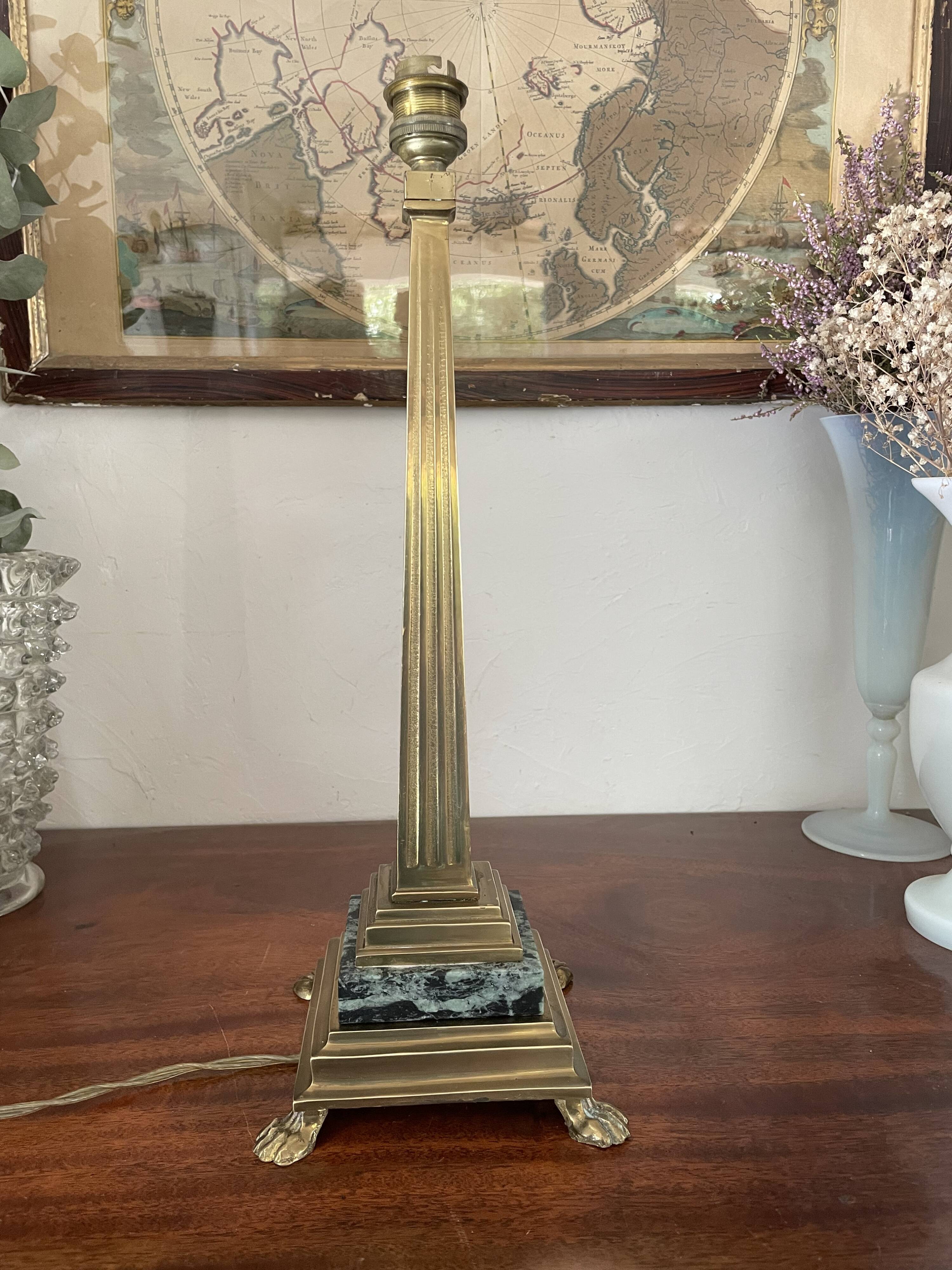 Column lamp in gilded bronze and marble 36cm