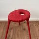 Ikea Red Metal and Wool Three pod Stool, Model Eskilstuna, 1990s