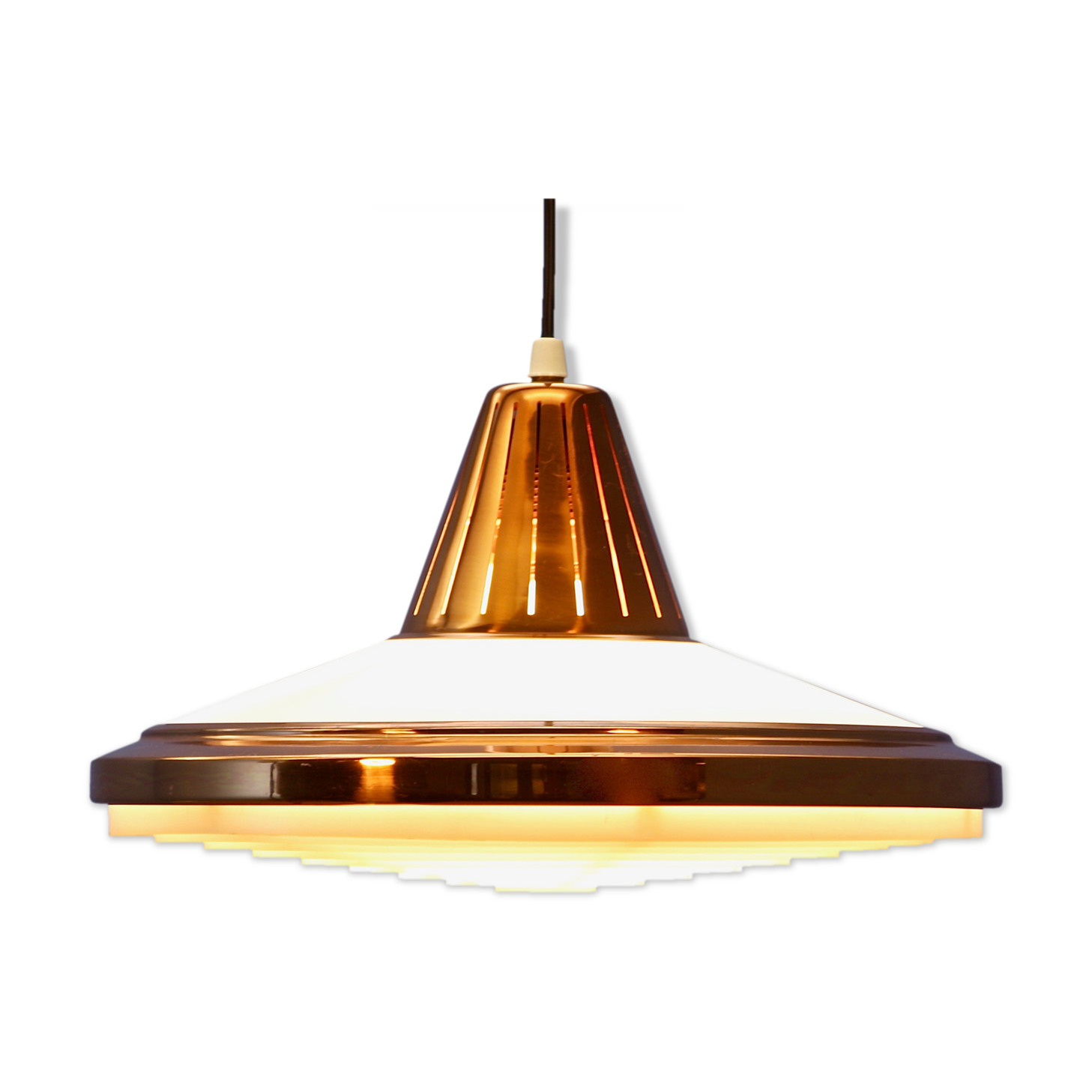 Danish hanging lamp in solid copper, 1970s