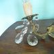Rococo chandelier with crystal pendants, 4 lights, brass and metal 1950/1960
