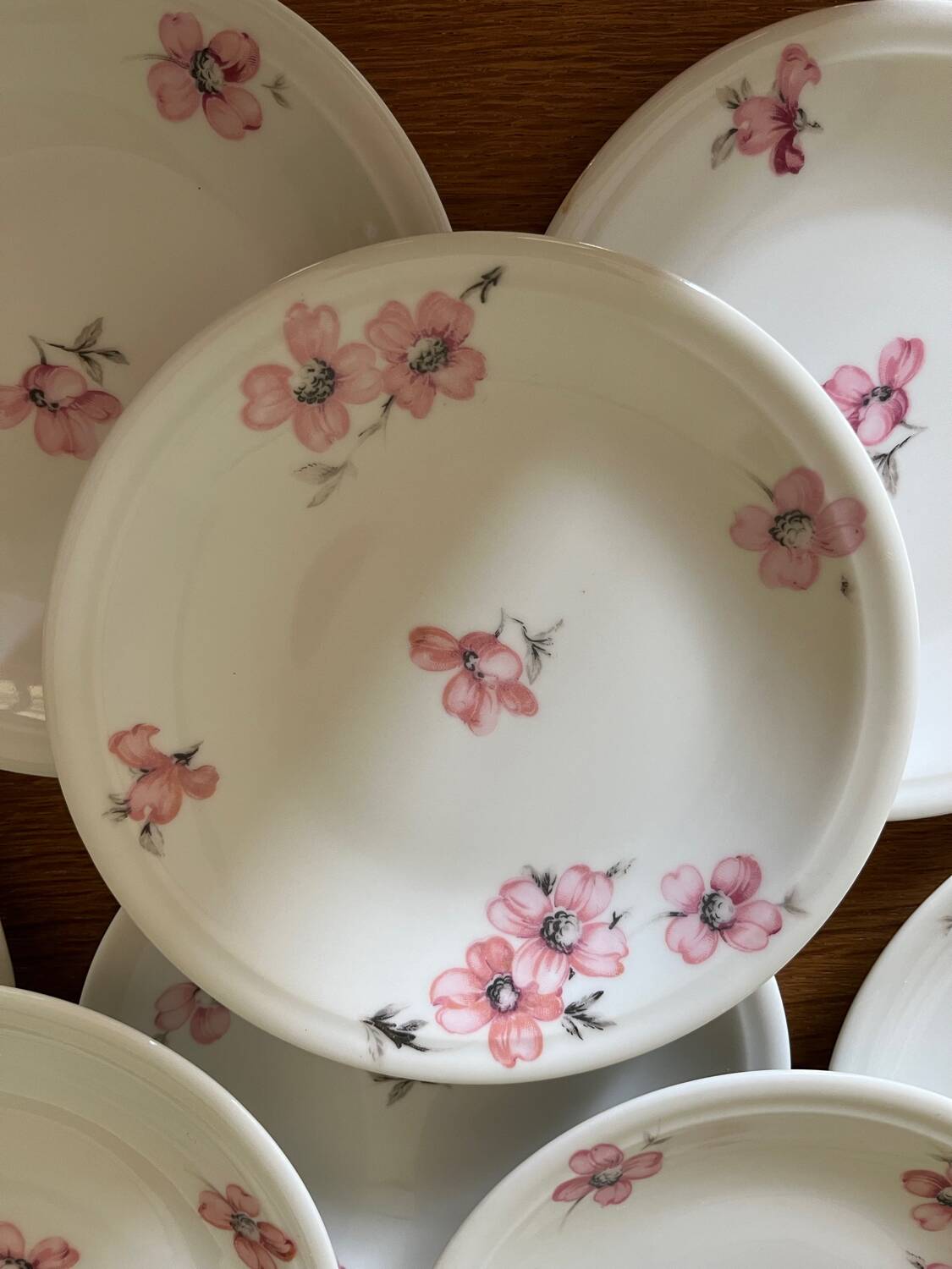 10 porcelain dessert plates with floral pattern