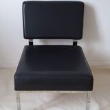 Chrome metal and imitation leather armchair from the 50s