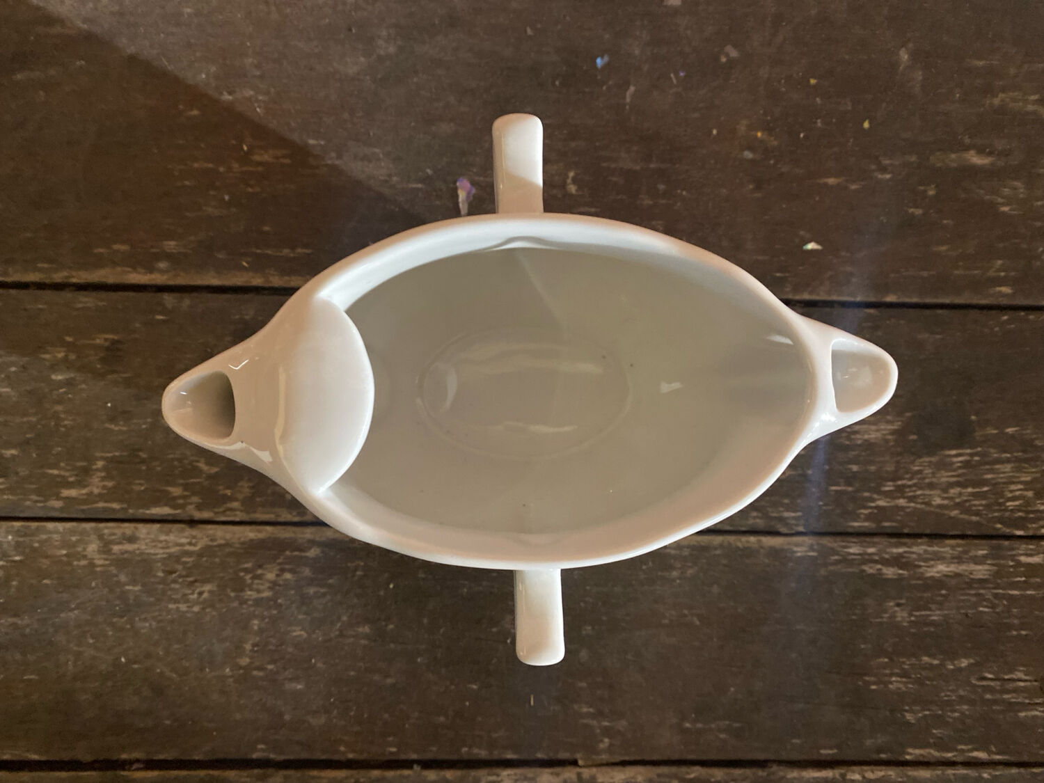 Double Sauce Boat Antique PILLIVUYT Gras & Maigre White Porcelain #D