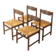 Dining chairs from the 1970s with original seagrass weave (set of 4)