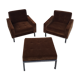 Pair of armchairs and his ottoman, circa 1970