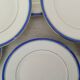 White Porcelain Cheesecake Dessert Plates with Blue Border and Gold Fillet