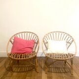 Pair of Rattan Armchairs - Shells