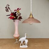 Suspension abat-jour Art Déco en verre dépoli rose