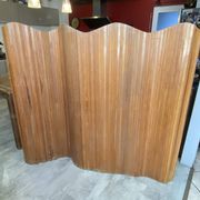 Paravent style Baumann bois autoportant vague pliable vintage 1950