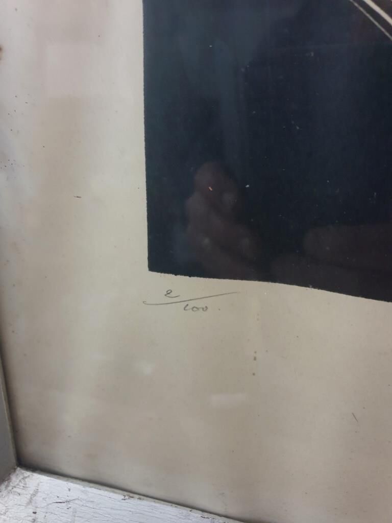 Linocut skating art deco painting - vintage sport - ice skates