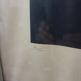 Linocut skating art deco painting - vintage sport - ice skates