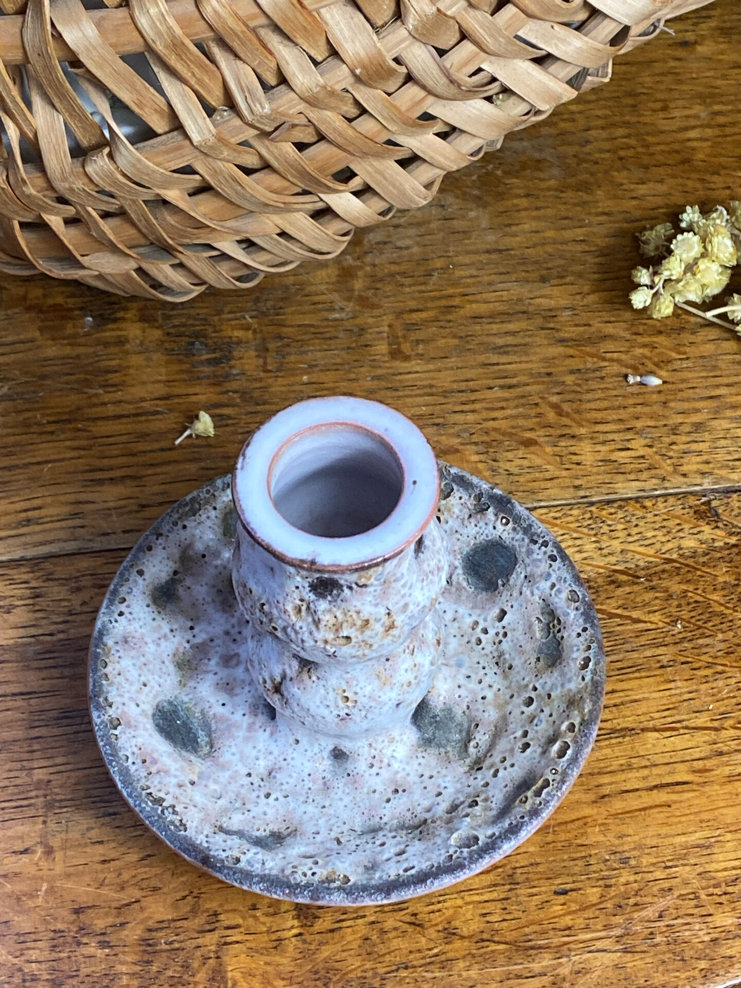 Bougeoir en céramique, écume de mer, Vallauris