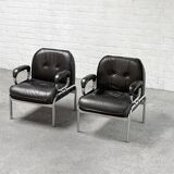 Hans Eichenberger 'Eurochair' Leather Lounge Chairs for Girsberger, 1970s