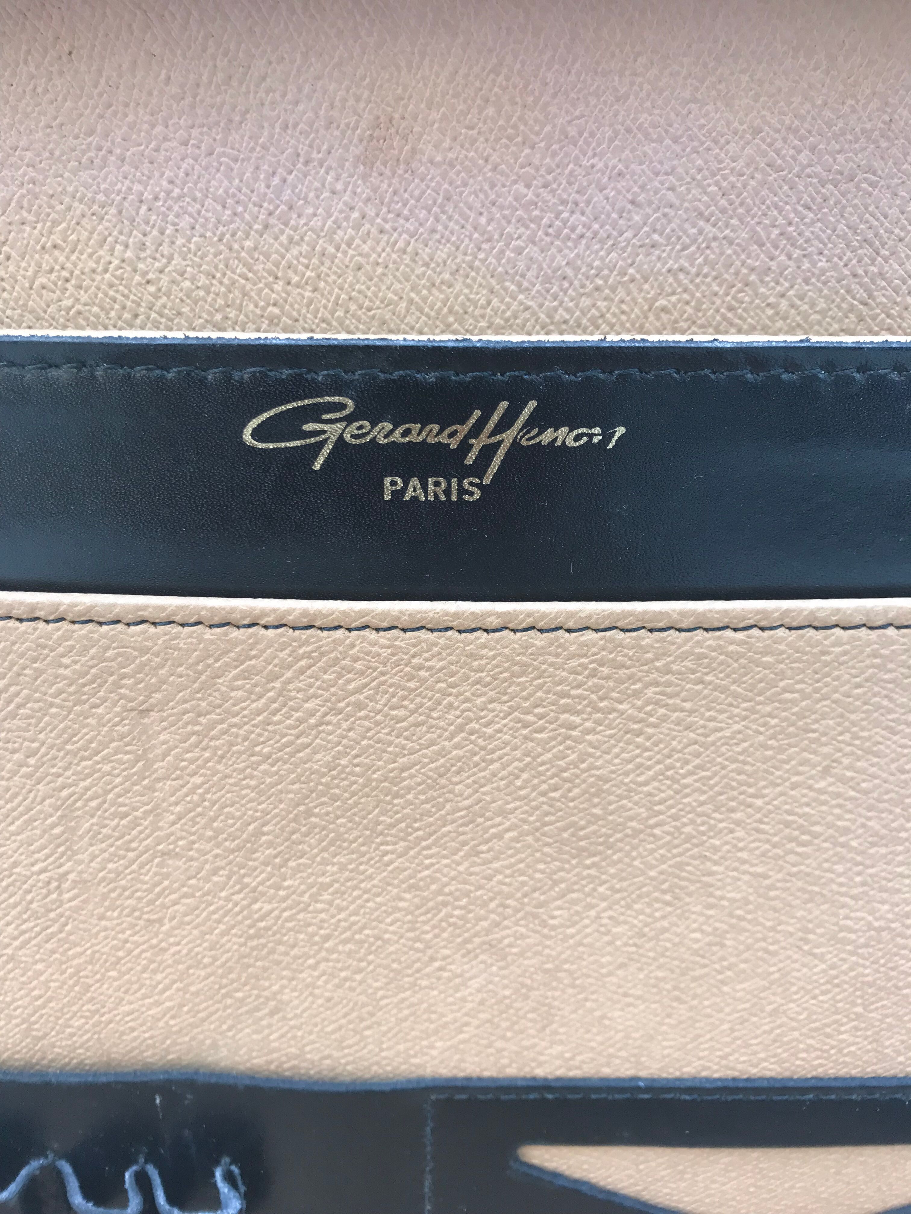 Old travel Gerard Henon leather black briefcase