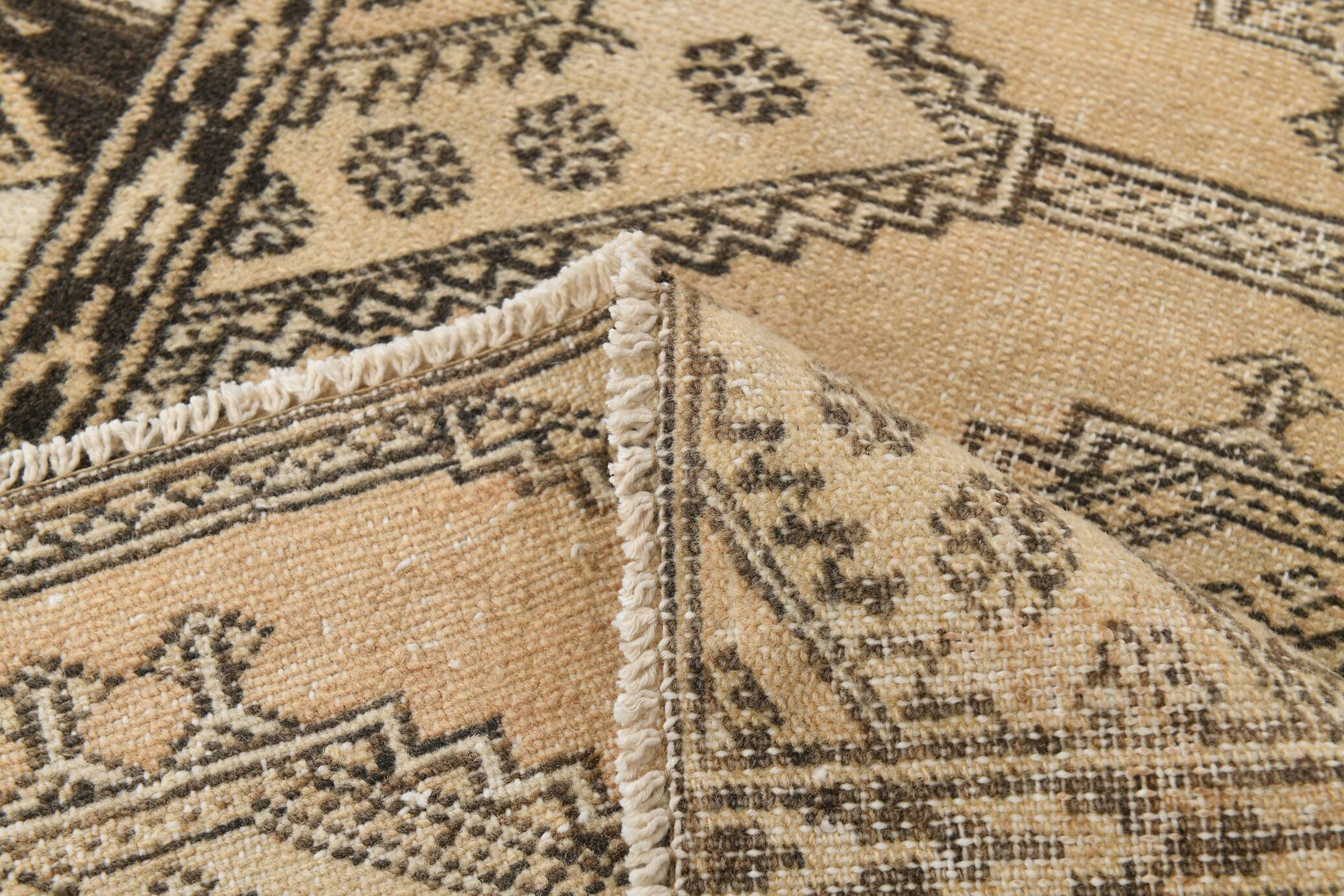 3x10 Cream Black Vintage Persian Runner Rug, 76x303Cm SK 20938