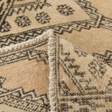 3x10 Cream Black Vintage Persian Runner Rug, 76x303Cm SK 20938