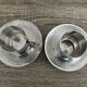 2 Gallia silver-plated cups and saucers with rooster and goat's head hallmarks, numbered