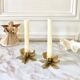 Pair of brass flower candle holders