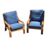 2 fauteuils en rotin vintage