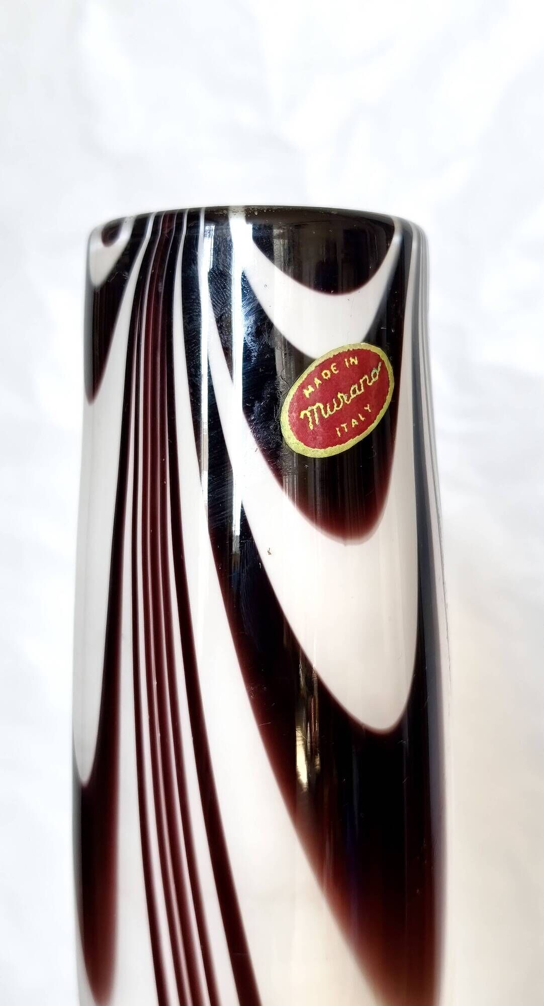 Purple and White Murano Glass Vase “Wave” by Carlo Moretti, Italy 1970s