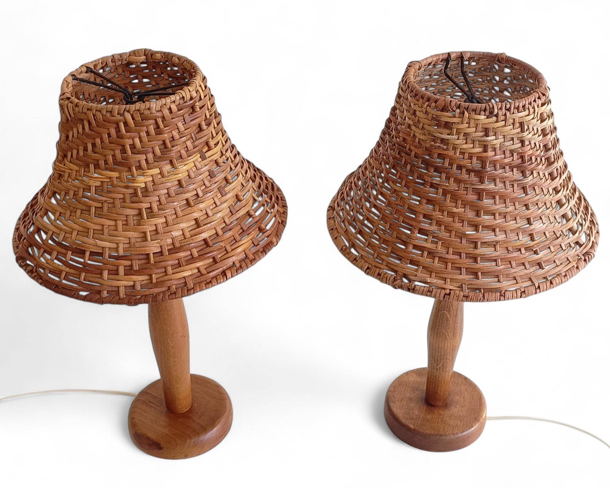 Pair of 1960s Swedish Pine Table Lamps by Ikea — Mid-Century Organic Modern